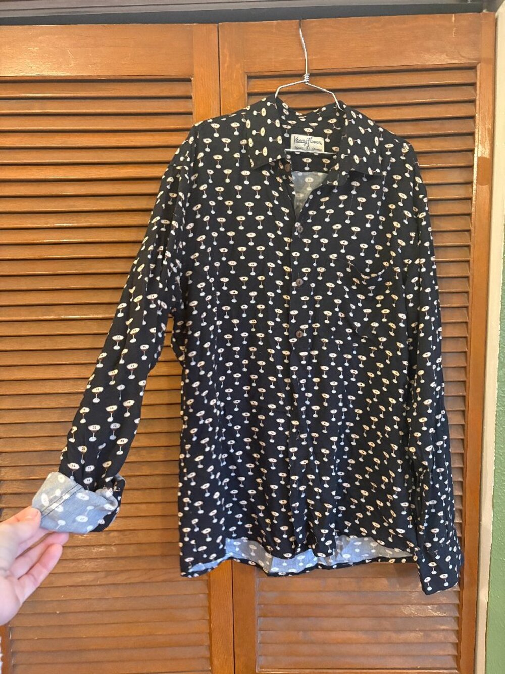 Espresso Martini Black Button Down Size L Kenny Flowers